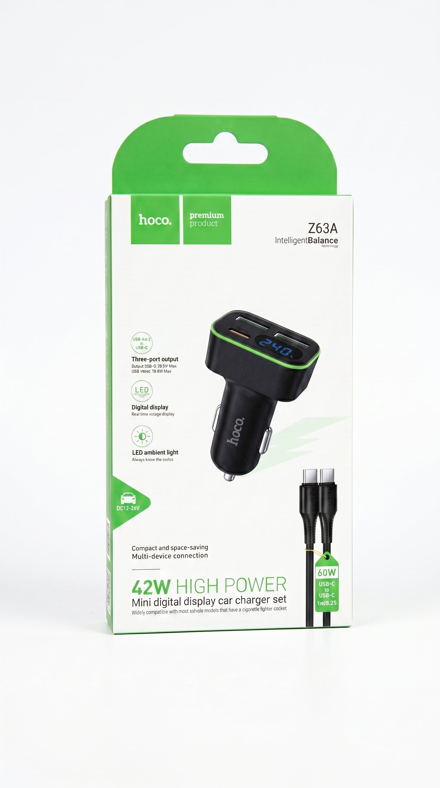 Set de Cargador para Auto Hoco Z63A 42W
